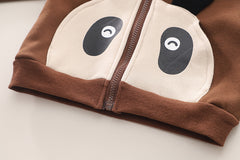 SSX220824-22 طقم باندا ولادي شتوي تقيل مبطن فرو بالكامل قطعتين ( جكيت + بنطلون)