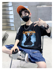 FU14042024-66 طقم ولادي صيفي قعطتين ( بلوز + بنطلون جينز)