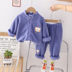 SSX220824-15 بجامة شتوي ولادي بناتي خامة ممتازة غسيل ولبس قطعتين ( جكيت + بنطلون)