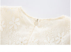 RM1231-04 فستان بناتي اوف وايت مزين باللؤلؤ و والدانتيل المطرز واللميع