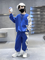 WZH301124-52 بدلة سبورت ولادي قطن قطعتين ( بلوزة + بنطلون)