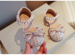 WDY260924-3 صندل بناتي مزين بالدانتيل والستراس واللولو