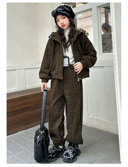 WZH191124-23 بدلة سميكة شتوي مبطنة فرو ( جكيت + بنطلون)