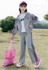 RM090424-7 طقم رياضي قطني بناتي قطعتين ( جكيت + بنطلون)