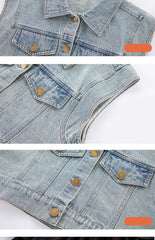 RM150424-25 فستان صيفي طبقات + فست جينز ناعم