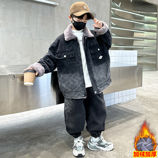 WZH301124-62 طقم شتوي ولادي مناسب للتلج وللبرد الشديد مبطن فرو بالكامل