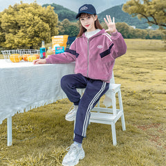 HBC040924-12 طقم شتوي مخمل ومبطن فرو بالكامل قطعتين ( جكيت + بنطلون)