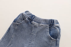 SSN040924-46 طقم جينز بناتي خريفي ربيعي 3 قطع ( بلوزة صوف + بلوزة قطنية + بنطلون جينز )