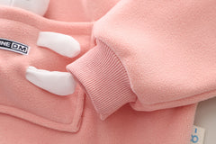 SSX220824-34 طقم بناتي أرنوب شتوي تقيل مبطن فرو بالكامل قطعتين ( بلوزة + بنطلون)