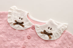 SSN040924-62 طقم بناتي قطن خريفي ربيعي 3 قطع ( جكيت + بلوزة + بنطلون جينز )