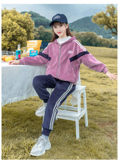 HBC040924-12 طقم شتوي مخمل ومبطن فرو بالكامل قطعتين ( جكيت + بنطلون)