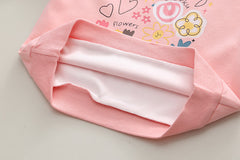 SSN040924-29 طقم بناتي قطن دافي خريفي ربيعي قطعتين ( بلوزة + بنطلون)