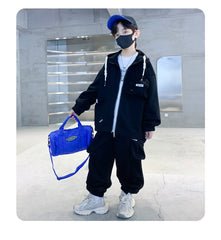 WZ261124-5 ترينج ولادي قطن ربيعي خريفي قطعتين ( جكيت + بنطلون)