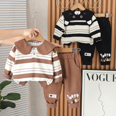 SSX220824-142 طقم ولادي قطعتين ( بلوزة + بنطلون) خريفي ربيعي