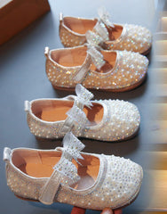 WDY260924-1 حذاء بناتي للمناسبات مزين الستراس والدانتيل