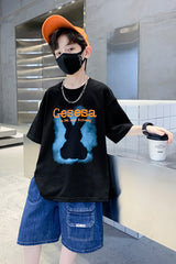 FU14042024-66 طقم ولادي صيفي قعطتين ( بلوز + بنطلون جينز)