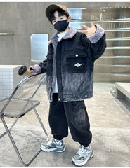 WZH301124-62 طقم شتوي ولادي مناسب للتلج وللبرد الشديد مبطن فرو بالكامل