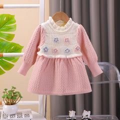 SSX220824-169 فستان بناتي صوف تقيل وناعم شتوي دافي