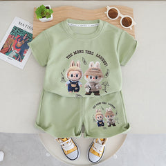 SSN040924-16 طقم صيفي قطن قطعتين ( بلوزة + بنطلون )