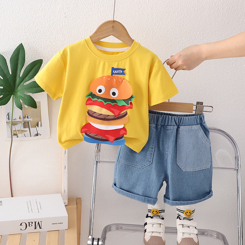 SSX220824-68 طقم ولادي قطعتين ( بلوزة + شورت)