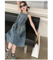 RM150424-28 فستان جينز ناعم وأنيق