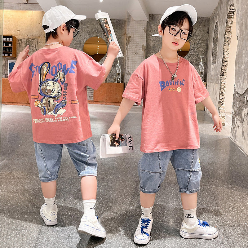 FU14042024-53 طقم ولادي قطعتين ( بلوزة + بنطلون)