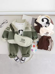 SSN040924-48 طقم تقيل خريفي ربيعي 4 قطع ( بلوزة + جكيت + حقيبة + بنطلون)