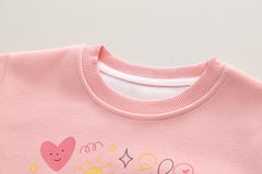 SSN040924-29 طقم بناتي قطن دافي خريفي ربيعي قطعتين ( بلوزة + بنطلون)