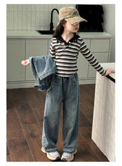 WZH191124-10 طقم جينز قطعتين (جكيت + بنطلون )