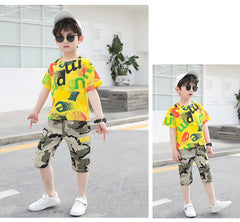 SS-2333B طقم ولادي كتان جيشي + بلوز قطنية