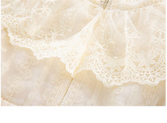 RM1231-06 فستان بناتي طبقات مزين باللولو والدانتيل