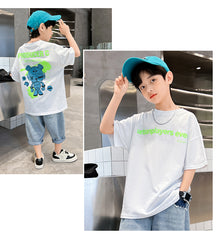 FU14042024-52 طقم ولادي صيفي قطعتين ( بلوزة + بنطلون)