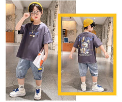 FU14042024-53 طقم ولادي قطعتين ( بلوزة + بنطلون)