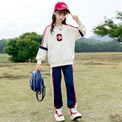 RM090424-10 بدلة قطنية رياضيه قطعتين ( بلوزة + بنطلون )