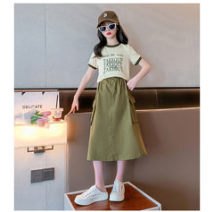 RM150424-24 طقم بناتي صيفي قطعتين ( بلوزة + تنورة )