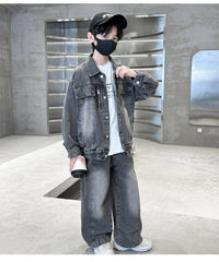 WZH301124-34 طقم ولادي جينز قطعتين ( جكيت + بنطلون)