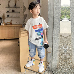 FU14042024-27 طقم ولادي قطعتين ( بلوزة + شورت)