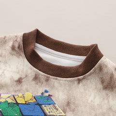 SSN040924-41 طقم ولادي بنايت خريفي ربيعي قطن دافي قطعتين ( بلوزة + بنطلون)