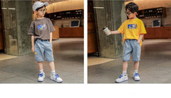 FU14042024-34 طقم ولادي قطعتين ( بلوزة + بنطلون جينز )