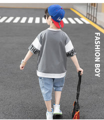 FU14042024-64 طقم ولادي صيفي قطعتين ( بلوزة + بنطلون)