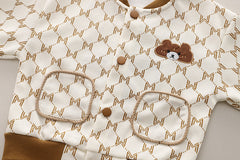 SSX220824-152 طقم ولادي قطني 3 قطع ( بلوزة+ جكيت + بنطلون ) ربيعي خريفي