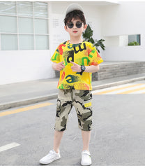 SS-2333B طقم ولادي كتان جيشي + بلوز قطنية