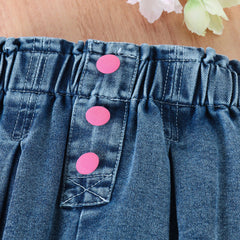 EU120424-36 طقم بناتي صيفي 3 قطع ( بلوزة + بنطلون جينز + حقيبة)