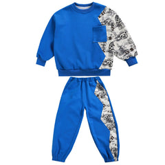 WZH301124-52 بدلة سبورت ولادي قطن قطعتين ( بلوزة + بنطلون)