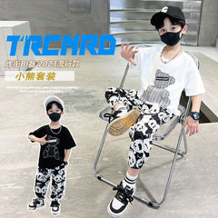 FU14042024-58 طقم صيف بارد قطعتين ( بلوزة + بنطلون)