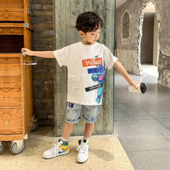 FU14042024-27 طقم ولادي قطعتين ( بلوزة + شورت)