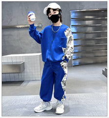 WZH301124-52 بدلة سبورت ولادي قطن قطعتين ( بلوزة + بنطلون)