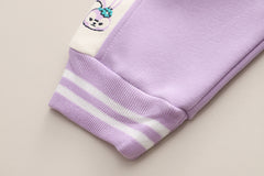 SSN040924-7 طقم بناتي قطن دافي خريفي ربيعي 3 قطع ( جكيت + بنطلون + حقيبة )