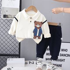 SSX220824-24 طقم ولادي شتوي قطن من جواه فرو تقيل قطعتين ( بلوزة + بنطلون)