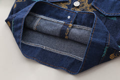 SSN040924-4 طقم جينز ولادي خريفي ربيعي 3 قطع ( بلوزة قطن + جكيت جينز + بنطلون جينز )